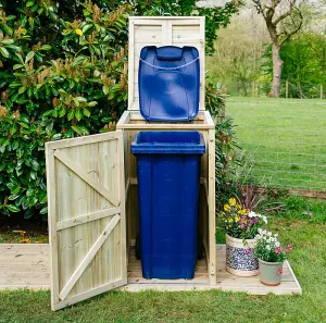 Shireburn Single Wheelie Bin Store - Timber - L64 x W63 x H120 cm - Fits 1 x 140L Wheelie Bin