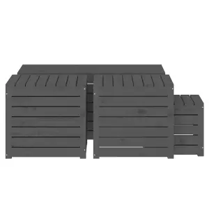 Berkfield 4 Piece Garden Box Set Grey Solid Wood Pine