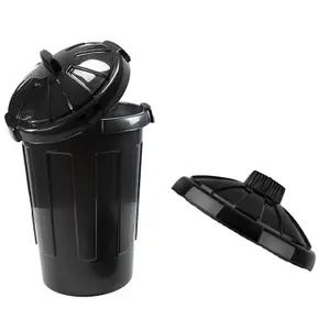 2x Strong Plastic 80 Litre Extra Large Shatterproof Black Home Kitchen Storage Dustbins With Lid