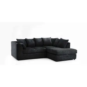 Chicago Jumbo Cord Right Hand Facing Corner Sofa Black