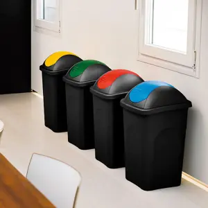 Home Centre Swing Lid Top Plastic Waste Bin 30 Litre Green-Black