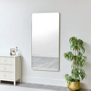 Melody Maison Large Gold Curved Framed Wall / Leaner Mirror 160cm x 80cm