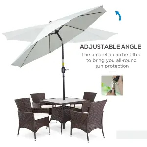 Outsunny 2.7M Patio Umbrella Outdoor Sunshade Canopy w/ Tilt and Crank White