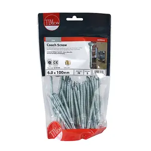 TIMCO Coach Screws Hex Head Silver  - 6.0 x 100