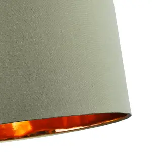 Contemporary Olive Cotton 10 Table/Pendant Lampshade with Shiny Copper Inner