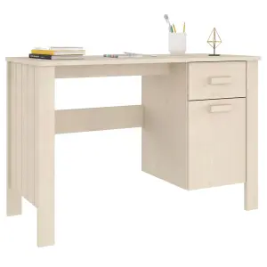 Berkfield Desk Honey Brown 113x50x75 cm Solid Wood Pine