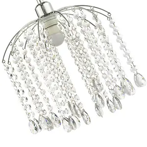 Waterfall Pendant Lamp Shade with Clear Acrylic Droplets and Chrome Metal Frame