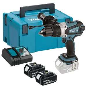 Makita DHP458RTJ LXT 18v Combi Hammer Drill + 2 x 5.0ah Batts + Makpac