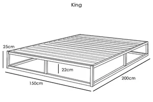 Amersham Low Platform Black Metal King Size Bed Frame 5ft