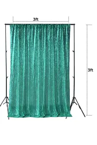 Neel Blue Shiny Fabric Sequin Backdrop Glitter Curtain, Emerald Green - 4ft x 9ft