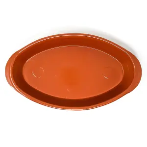 El Toro Glazed Terracotta Brown Kitchen Dining Oval Oven Dishes Set of 2 x 32cm