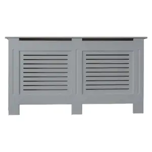 Matt Grey Horizontal Line Radiator Cover - Extra Large