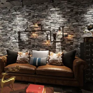 Brick Effect Sticky Back Plastic Paper, Self-Adhesive Wallpaper Roll 5m², Rustic Brick Design Sticker