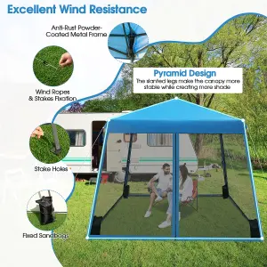 Costway Patio Outdoor Instant Pop-up Canopy Slant Leg Mesh Tent Foldable Gazebo