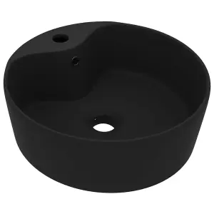 vidaXL Luxury Wash Basin with Overflow Matt Black 36x13 cm Ceramic