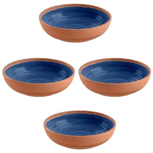 Purely Home Rustic Swirl Indigo Melamine Bowls - Set of 4