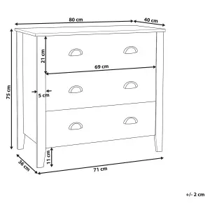 Beliani Traditional 3 Drawer Chest White DONOVAN