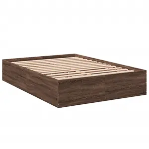 Berkfield Bed Frame without Mattress Brown Oak 135x190 cm Double