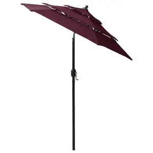 Berkfield 3-Tier Parasol with Aluminium Pole Bordeaux Red 2 m