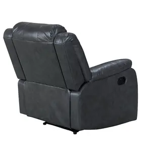 Recliner Manual Chair in Grey Faux Leather