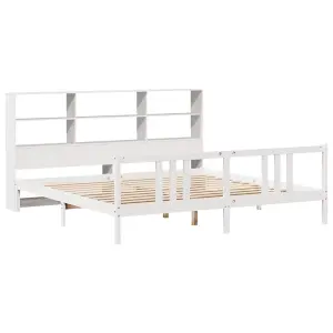 Berkfield Bookcase Bed without Mattress White 200x200cm Solid Wood Pine