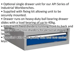 Versatile Single Drawer Unit for Industrial Workbenches - Fits ys02557, ys02560, ys02562