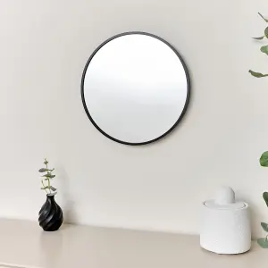 Melody Maison Round Black Wall Mirror - 40cm x 40cm