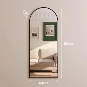 Jobu Home - Akiko, Full Length Leaner Black Metal Arched Mirror - 150cm x 60cm