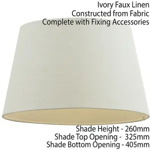 16" Inch Round Tapered Drum Lamp Shade Ivory Linen Fabric Cover Simple Elegant