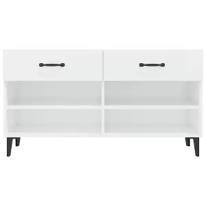 Berkfield Shoe Cabinet High Gloss White 102x35x55 cm Engineered Wood