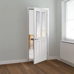 Canterbury 2 Light White Internal Door - Grained