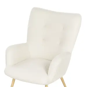 Wingback Chair VEJLE with Footstool Boucle Off-White