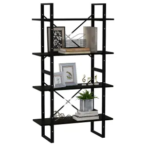 Berkfield 4-Tier Book Cabinet Black 80x30x140 cm Solid Pine Wood