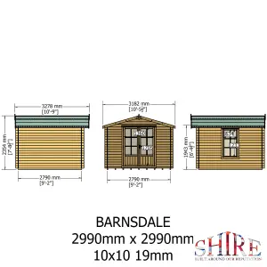 Shire Barnsdale 10x10 Log Cabin 19mm Logs