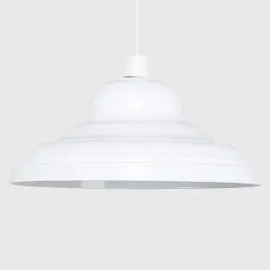 ValueLights Delta Vintage Retro Style Gloss White Metal Easy Fit Ceiling Pendant Lamp Shade