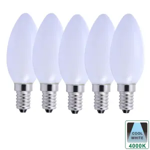 Harper Living 5 Watts E14 LED Bulb Opal Candle Cool White Dimmable, Pack of 5