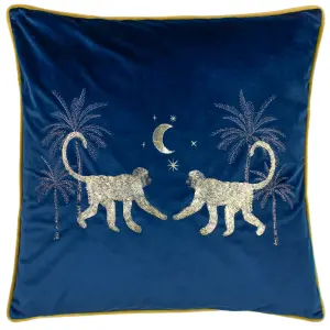 Wylder Dusk Monkey Embroidered Feather Filled Cushion