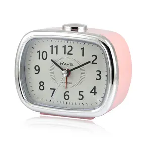 Analogue Quartz Movement / Crystal Alarm Tabletop Clock White/Pink