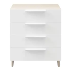 Atomia Freestanding White oak effect 4 Drawer Chest of drawers (H)550mm (W)750mm (D)450mm