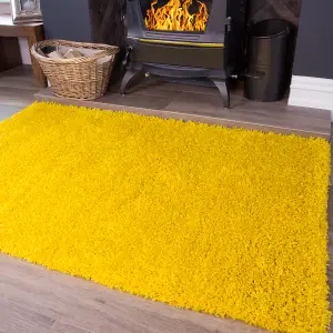 Soft Value Yellow Shaggy Area Rug 180x270cm