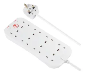 Masterplug SRG82N-BD 8 socket 13A Surge protected White Extension lead, 2m