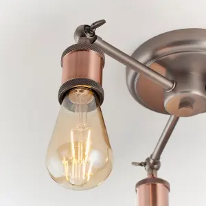 Anson Lighting Portales 3lt Semi Flush light finished in Aged pewter and aged copper plate