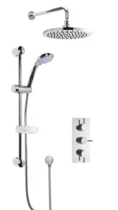 Concealed Round Triple Valve with Multi Function Slide Rail Kit, Arm & Head Shower Bundle - Chrome - Balterley