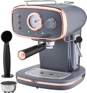 Cook Professional Coffee Machine Espresso Maker Barista Pro 15-Bar Pump Frothing Wand Grey/ Copper