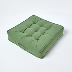 Homescapes Forest Green Cotton Armchair Booster Cushion