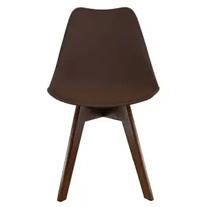 Soho Chocolate Plastic Dining Chair with Squared Dark Wood Legs