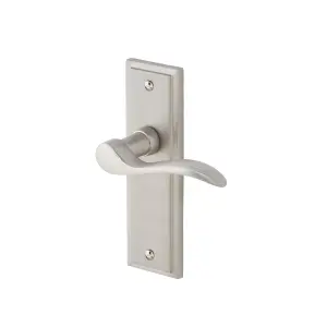 Colours Sennen Nickel effect Aluminium Scroll Latch Door handle (L)105mm (D)86mm, Pair