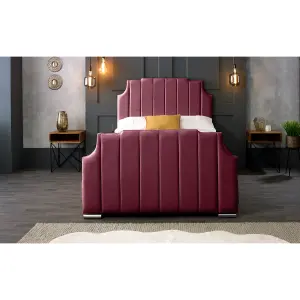 Nelson Plush Velvet Maroon Bed Frame