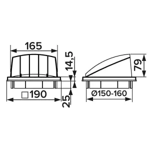 150/160mm Ventilation Air Hood Non-Return Flap Outside Duct Cover White Colour