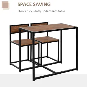 HOMCOM 3 Piece Dining Table Set with Metal Frame Natural